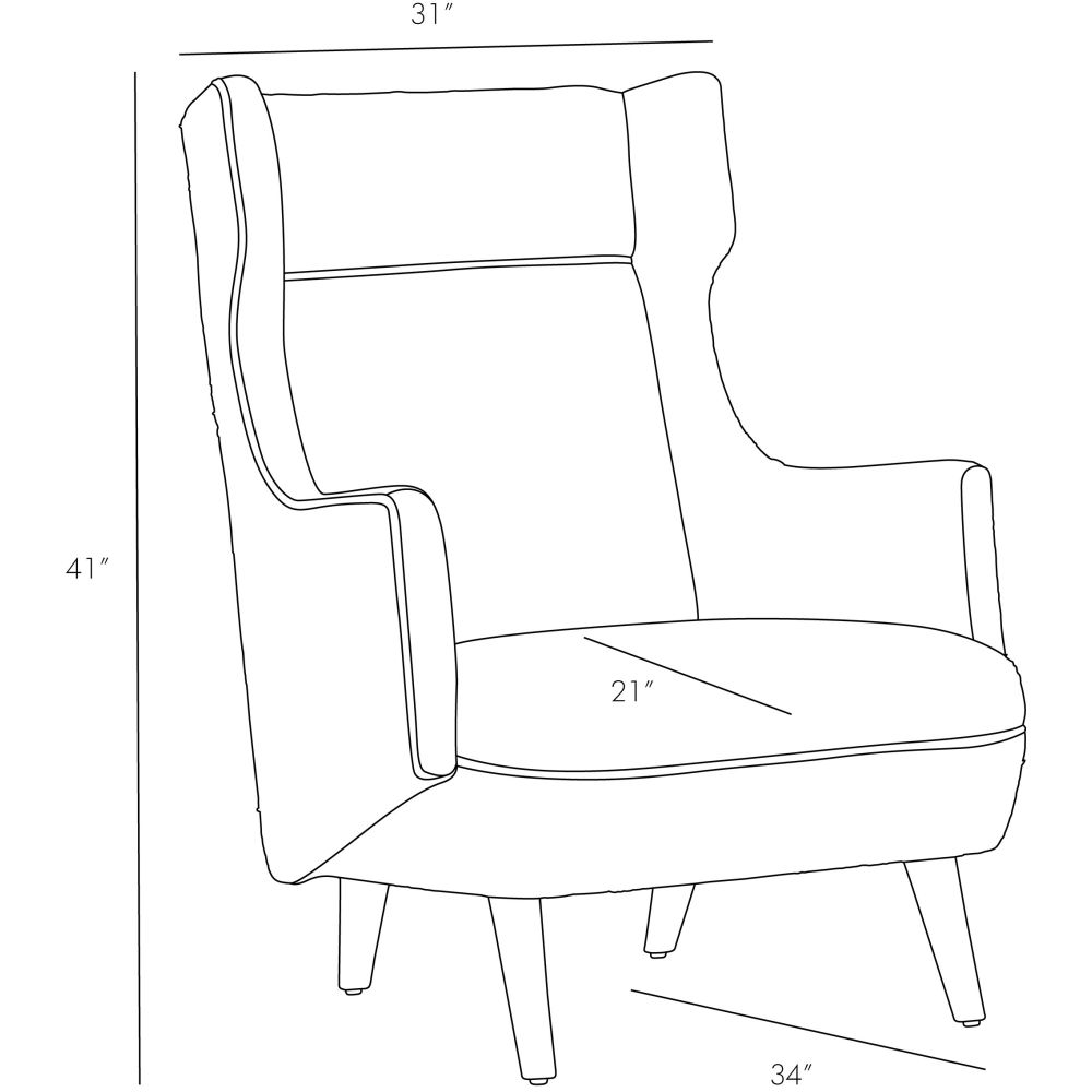 Arteriors Home Budelli Wing Chair Cognac Leather Dark Walnut 8091