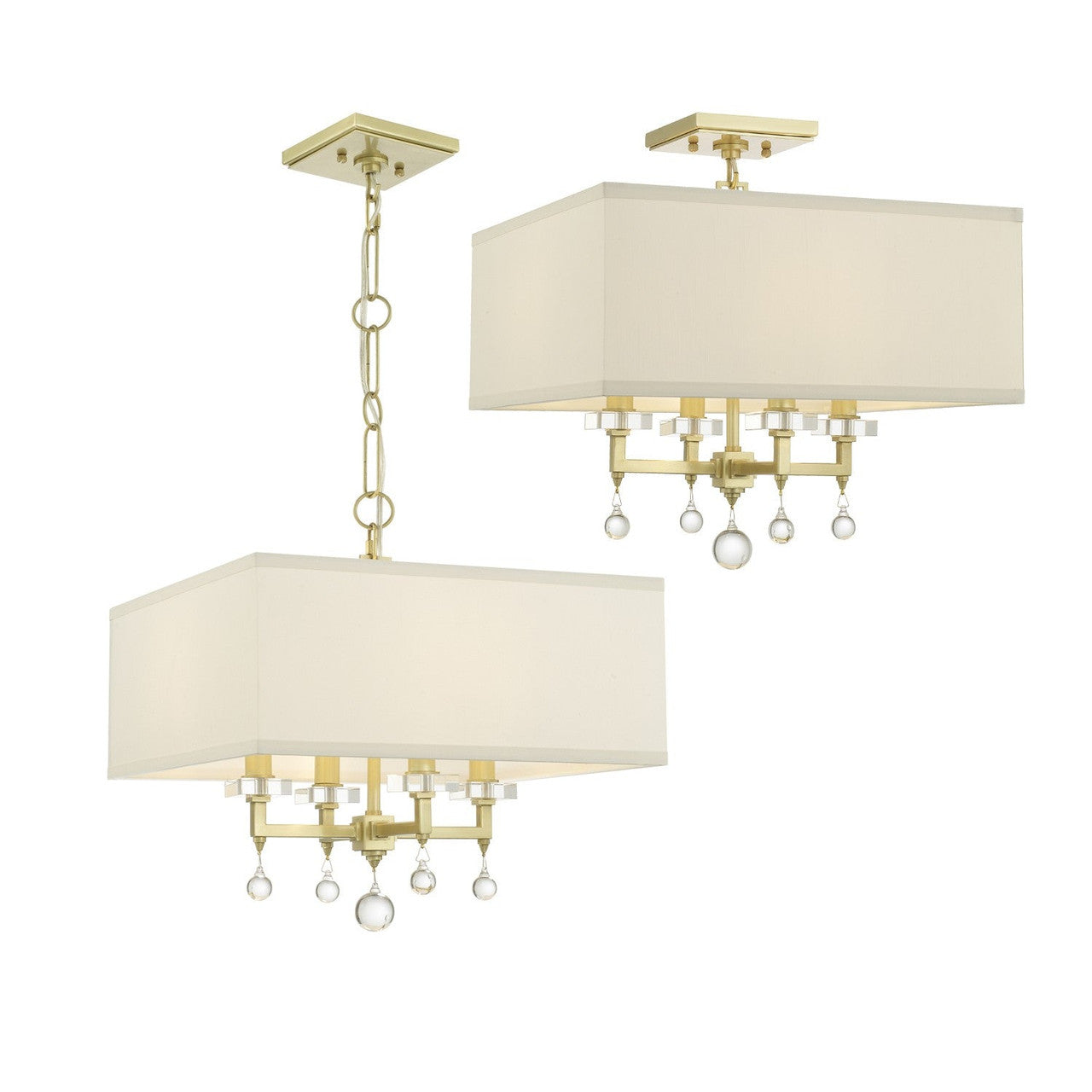 Crystorama Paxton 4 Light Aged Brass Mini Chandelier 8105-AG