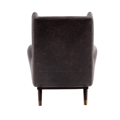 Arteriors Home Ophelia Lounge Chair Graphite Leather Dark Walnut 8107