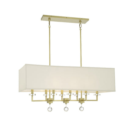 Crystorama Paxton 8 Light Aged Brass Linear Chandelier 8109-AG