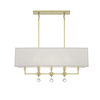 Crystorama Paxton 8 Light Aged Brass Linear Chandelier 8109-AG