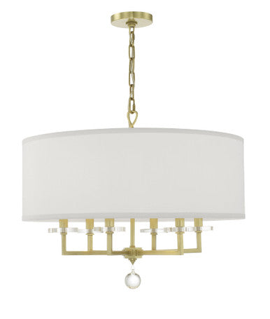 Crystorama Paxton 6 Light Aged Brass Chandelier 8116-AG