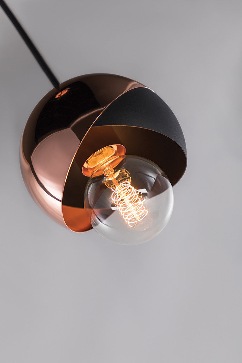 Mitzi 1 Light Pendant in Polished Copper/Black H168701-POC/BK