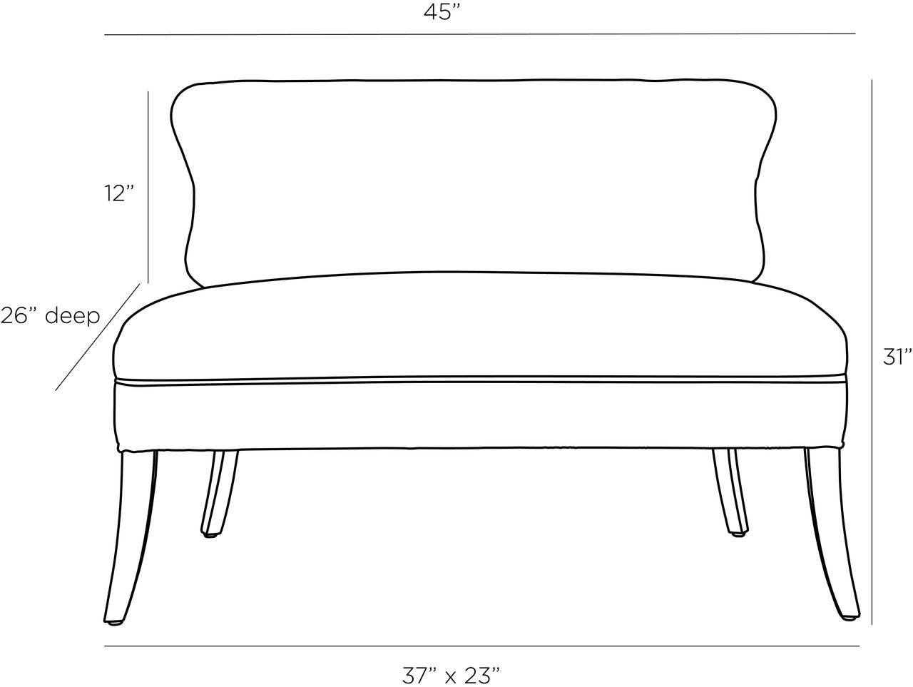 Arteriors Home Northcliff Settee Charcoal Tweed Grey Ash 8164