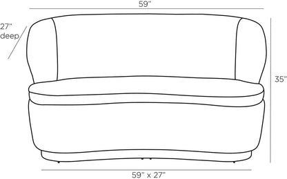 Arteriors Home Pasadena Settee Cloud Boucle Dark Walnut 8176