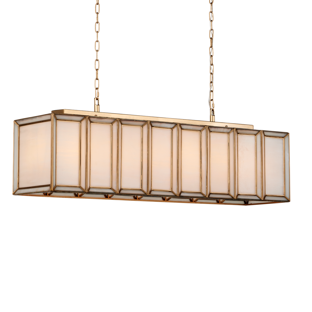 Currey & Co. Daze 39.5" Milk Glass 6-Light Rectangular Chandelier 9000-1157