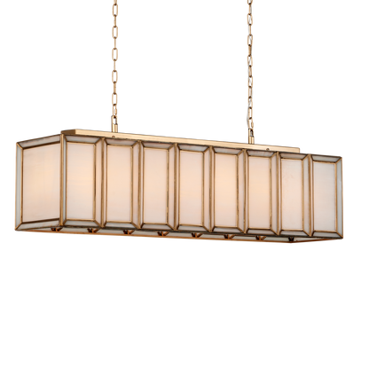 Currey & Co. Daze 39.5" Milk Glass 6-Light Rectangular Chandelier 9000-1157