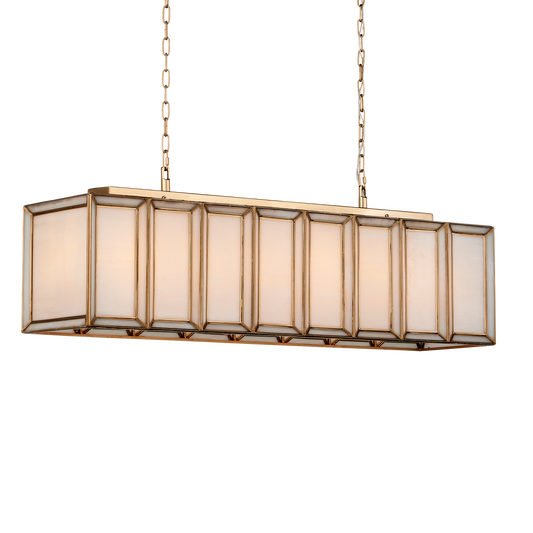 Currey & Co. Daze 39.5" Milk Glass 6-Light Rectangular Chandelier 9000-1157