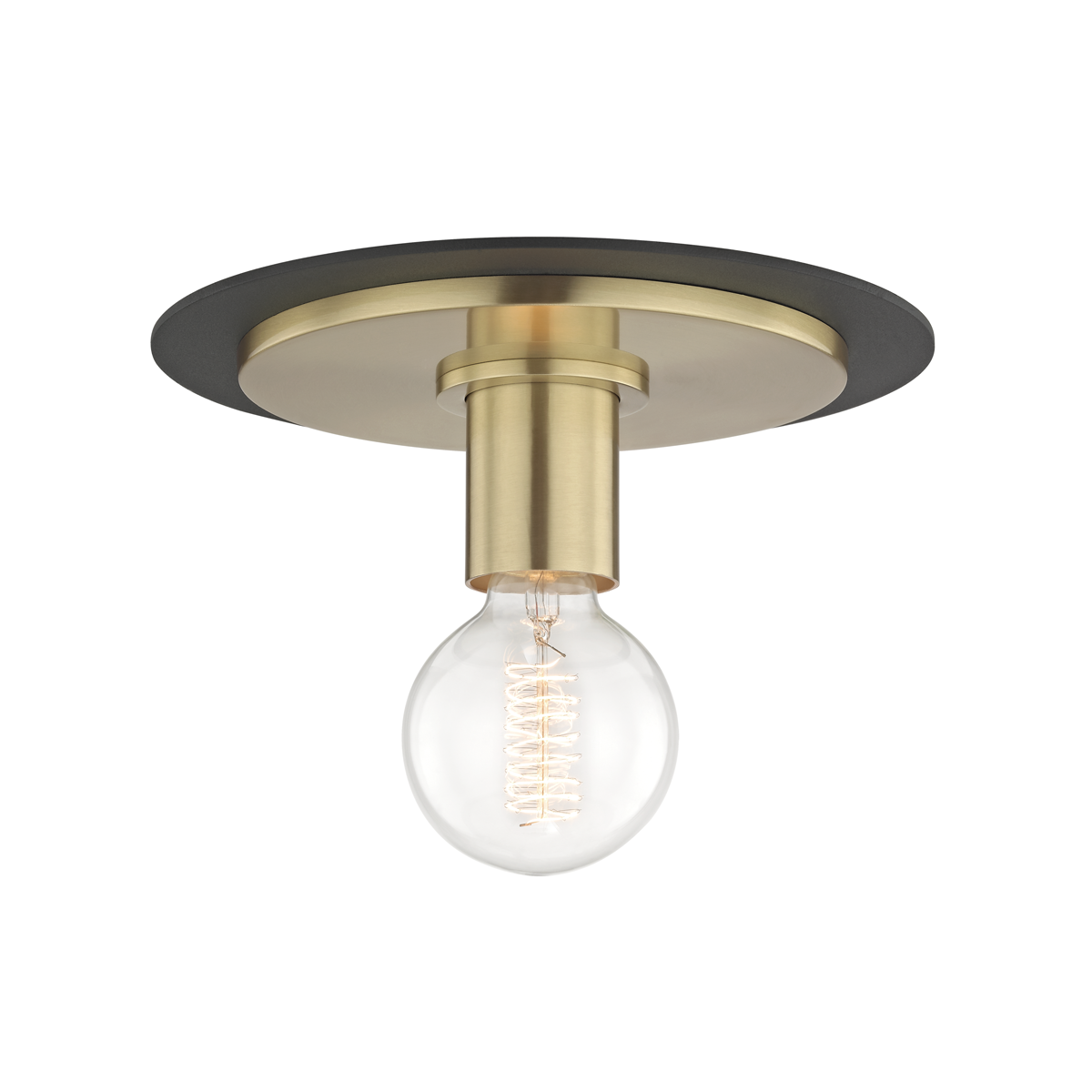 Mitzi 1 Light Flush Mount in Aged Brass/Black H137501S-AGB/BK