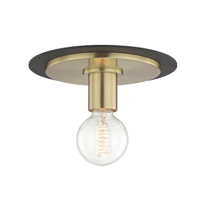 Mitzi 1 Light Flush Mount in Aged Brass/Black H137501S-AGB/BK