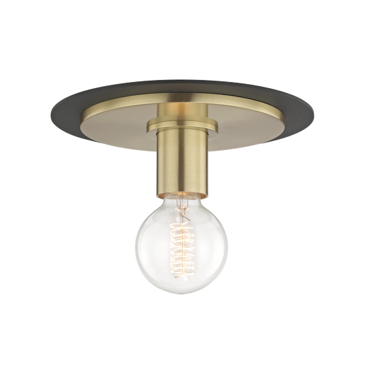 Mitzi 1 Light Flush Mount in Aged Brass/Black H137501S-AGB/BK