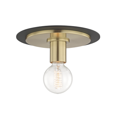 Mitzi 1 Light Flush Mount in Aged Brass/Black H137501S-AGB/BK