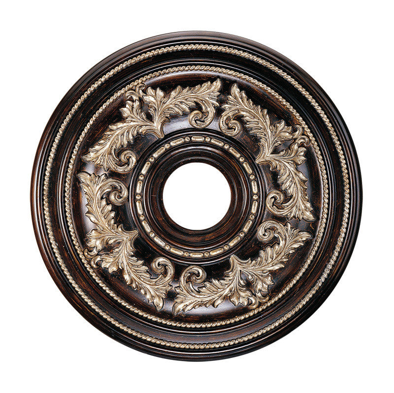 Livex Lighting Versailles Collection HRB Ceiling Medallion in Hand Rubbed Bronze with Antique Silver Accents 8200-40