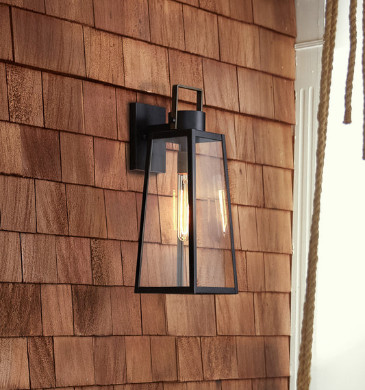 Lark Living Hugh Medium Wall Mount Lantern in Black 82004BK