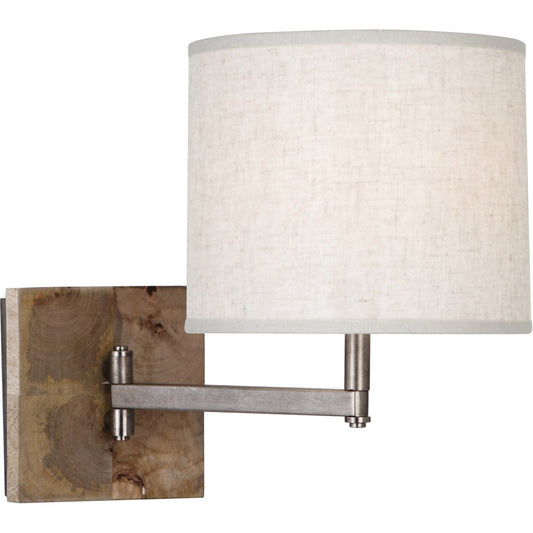 Robert Abbey  Oliver Wall Swinger in Unfinished Mango Wood with Patina Nickel Accents 829