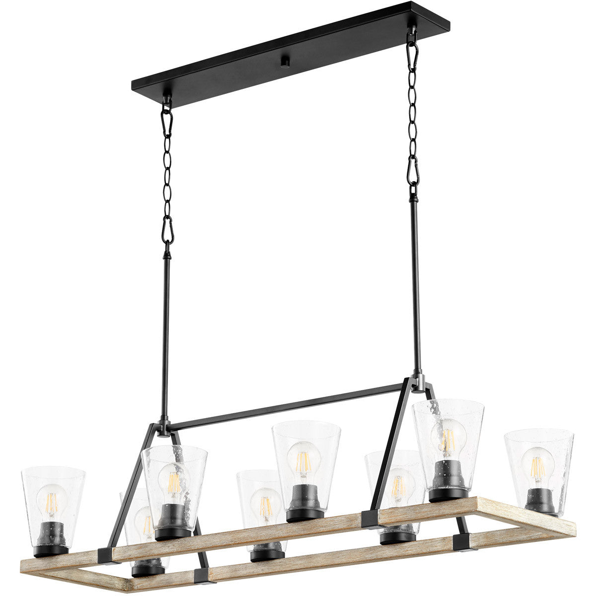 Quorum Paxton Chandelier in Noir with Weathered Oak Finish 83-8-6941