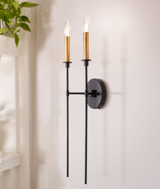 Lark Living Hux Two Light Tall Sconce in Black 83072BK