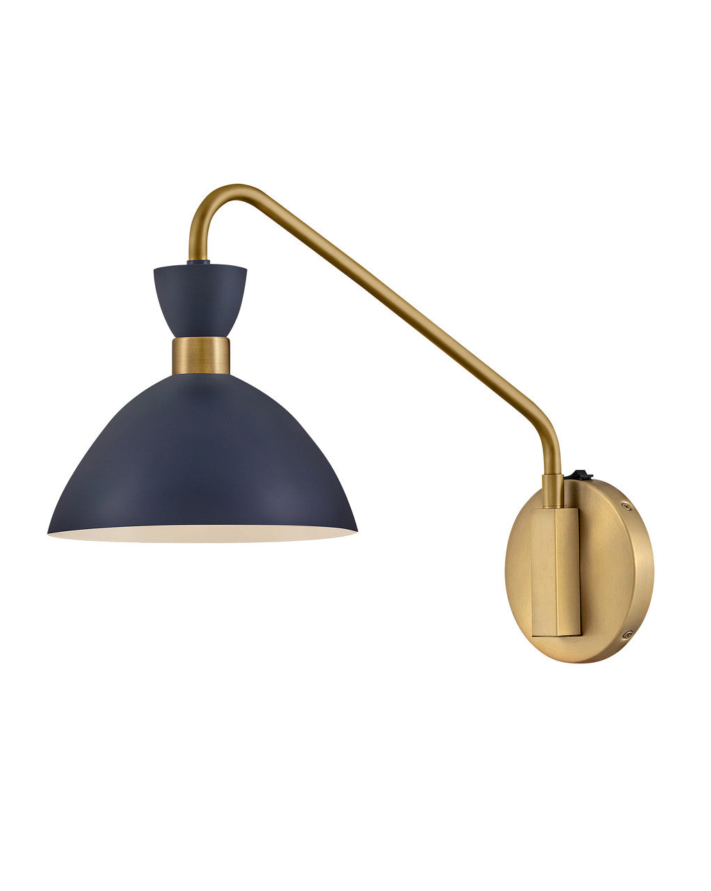 Lark Living Simon Single Light Plug-In Sconce in Matte Navy with Heritage Brass accents 83250MV-HB