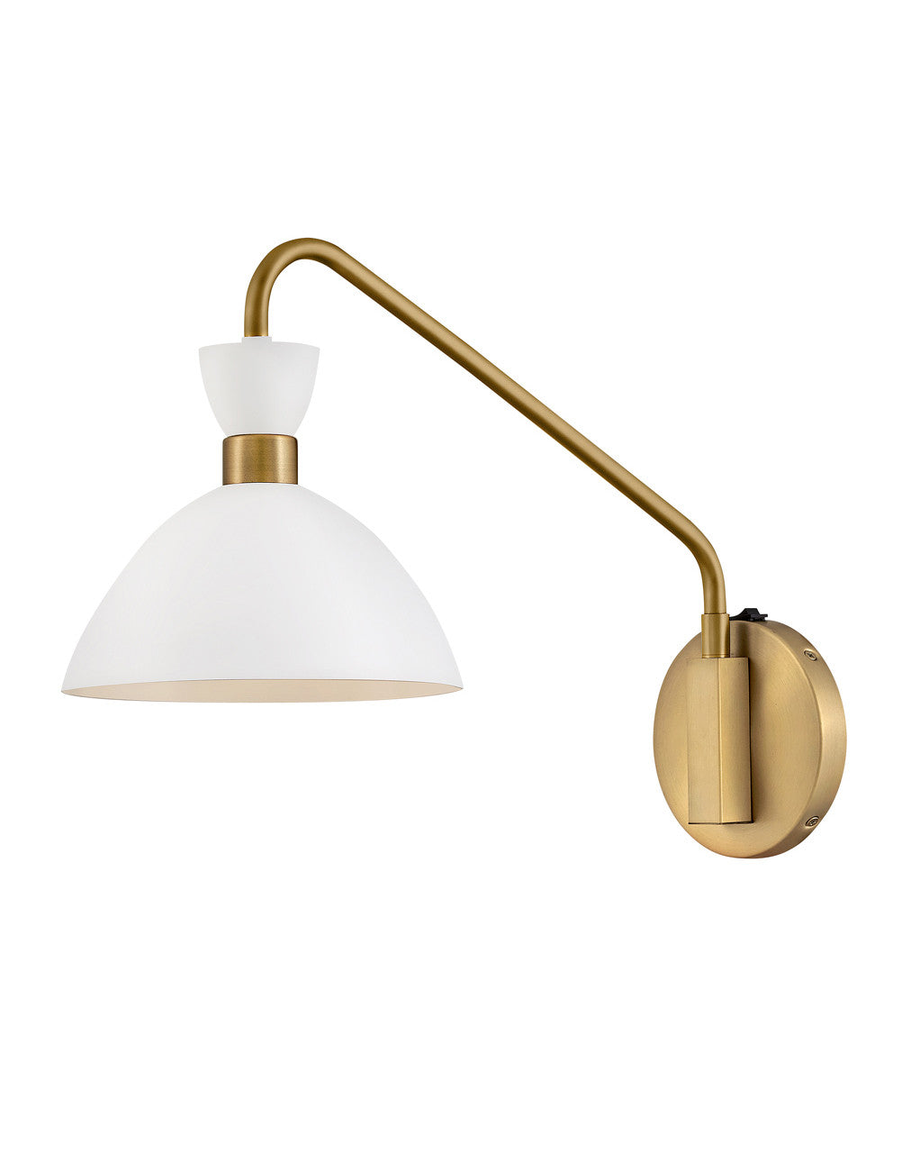 Lark Living Simon Single Light Plug-In Sconce in Matte White with Heritage Brass accents 83250MW-HB