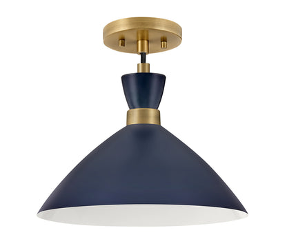 Lark Living Simon Single Light Pendant in Matte Navy with Heritage Brass accents 83257MV-HB