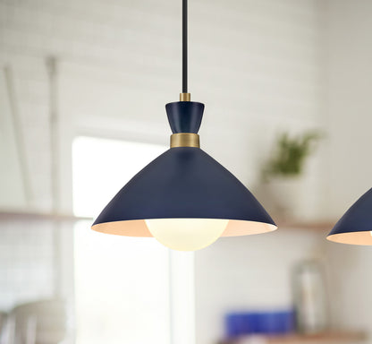 Lark Living Simon Single Light Pendant in Matte Navy with Heritage Brass accents 83257MV-HB