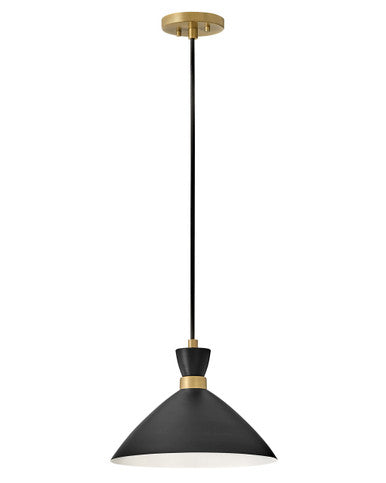 Lark Living Simon Single Light Pendant in Black with Heritage Brass accents 83257BK-HB