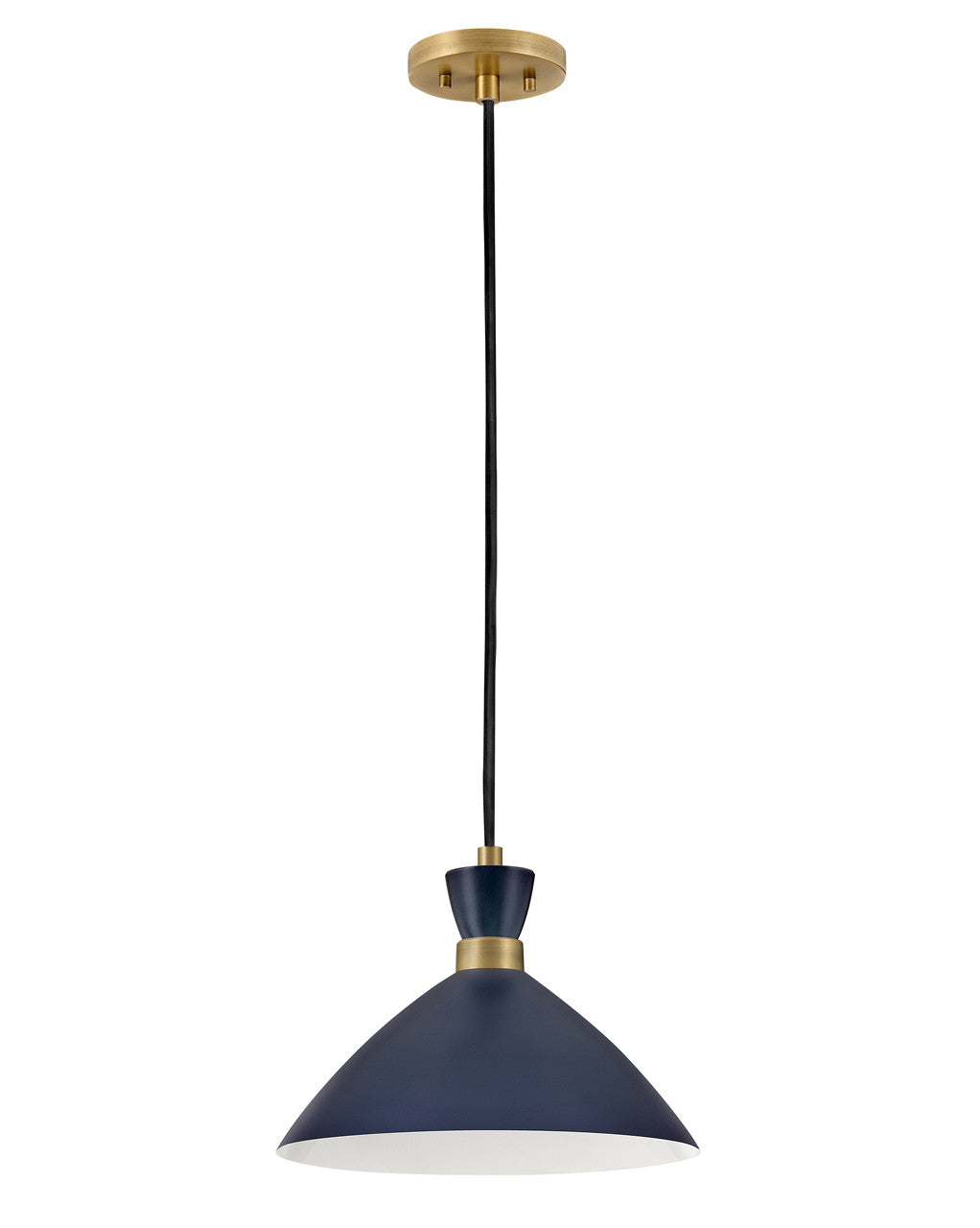 Lark Living Simon Single Light Pendant in Matte Navy with Heritage Brass accents 83257MV-HB