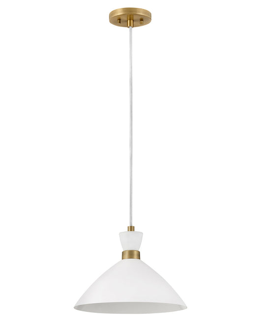 Lark Living Simon Single Light Pendant in Matte White with Heritage Brass accents 83257MW-HB