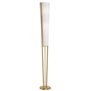 Dainolite 2 Light Incandescent Floor Lamp, Aged Brass with White Shade 83323F-AGB