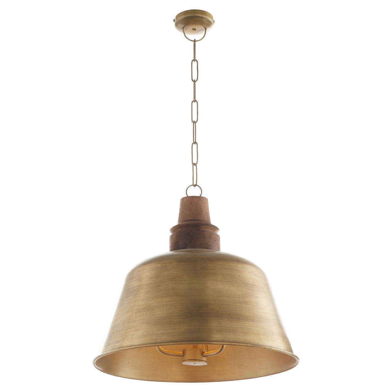 Quorum  Artisan 3 Light with Wood Details - Artisan Brass  84-3-75