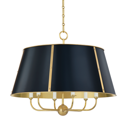 Hudson Valley Lighting Cambridge Chandelier in Aged Brass/darkest Blue MDS121-AGB/DBL