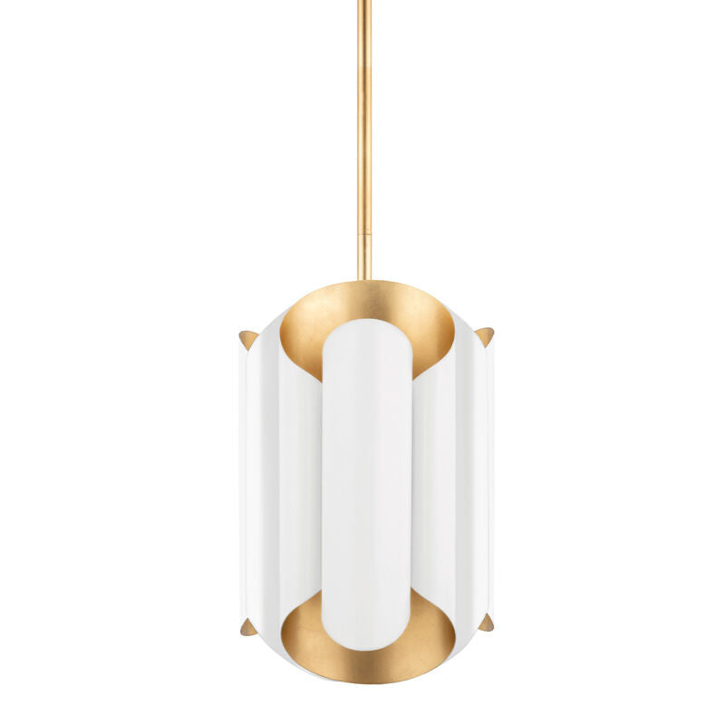 Hudson Valley Lighting Banks Pendant in Gold Leaf/white 8513-GL/WH