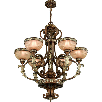 Livex Lighting Seville Collection 6 Light PBZ Chandelier in Palacial Bronze with Gilded Accents 8526-64