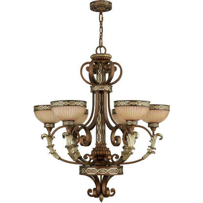 Livex Lighting Seville Collection 6 Light PBZ Chandelier in Palacial Bronze with Gilded Accents 8526-64