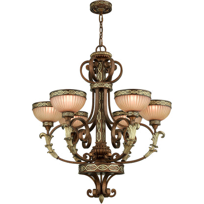 Livex Lighting Seville Collection 6 Light PBZ Chandelier in Palacial Bronze with Gilded Accents 8526-64