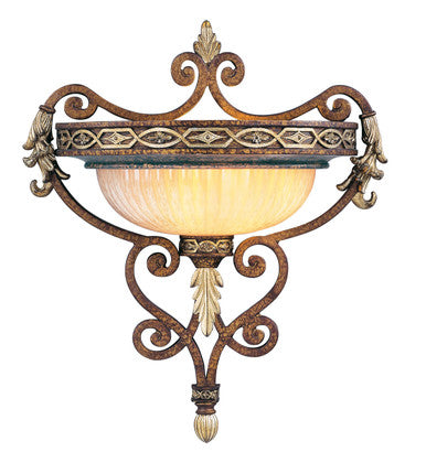 Livex Lighting Seville Collection 1 Light PBZ Wall Sconce in Palacial Bronze with Gilded Accents 8531-64