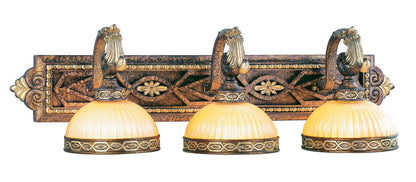 Livex Lighting Seville Collection 3 Light PBZ Bath in Palacial Bronze with Gilded Accents 8533-64