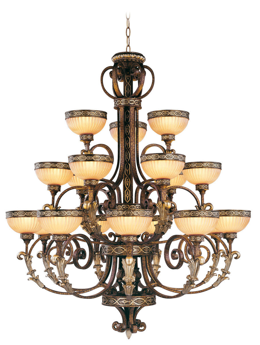 Livex Lighting Seville Collection 18 Light PBZ Chandelier in Palacial Bronze with Gilded Accents 8539-64