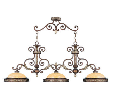 Livex Lighting Seville Collection 3 Light PBZ Island in Palacial Bronze with Gilded Accents 8546-64