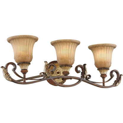 Livex Lighting Villa Verona Collection 3 Light VBZ Bath in Verona Bronze with Aged Gold Leaf Accents 8553-63