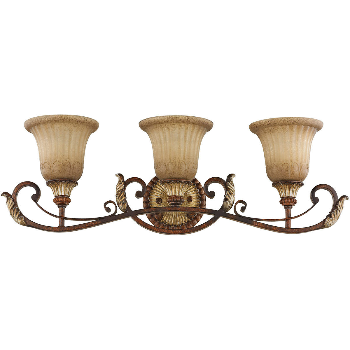 Livex Lighting Villa Verona Collection 3 Light VBZ Bath in Verona Bronze with Aged Gold Leaf Accents 8553-63