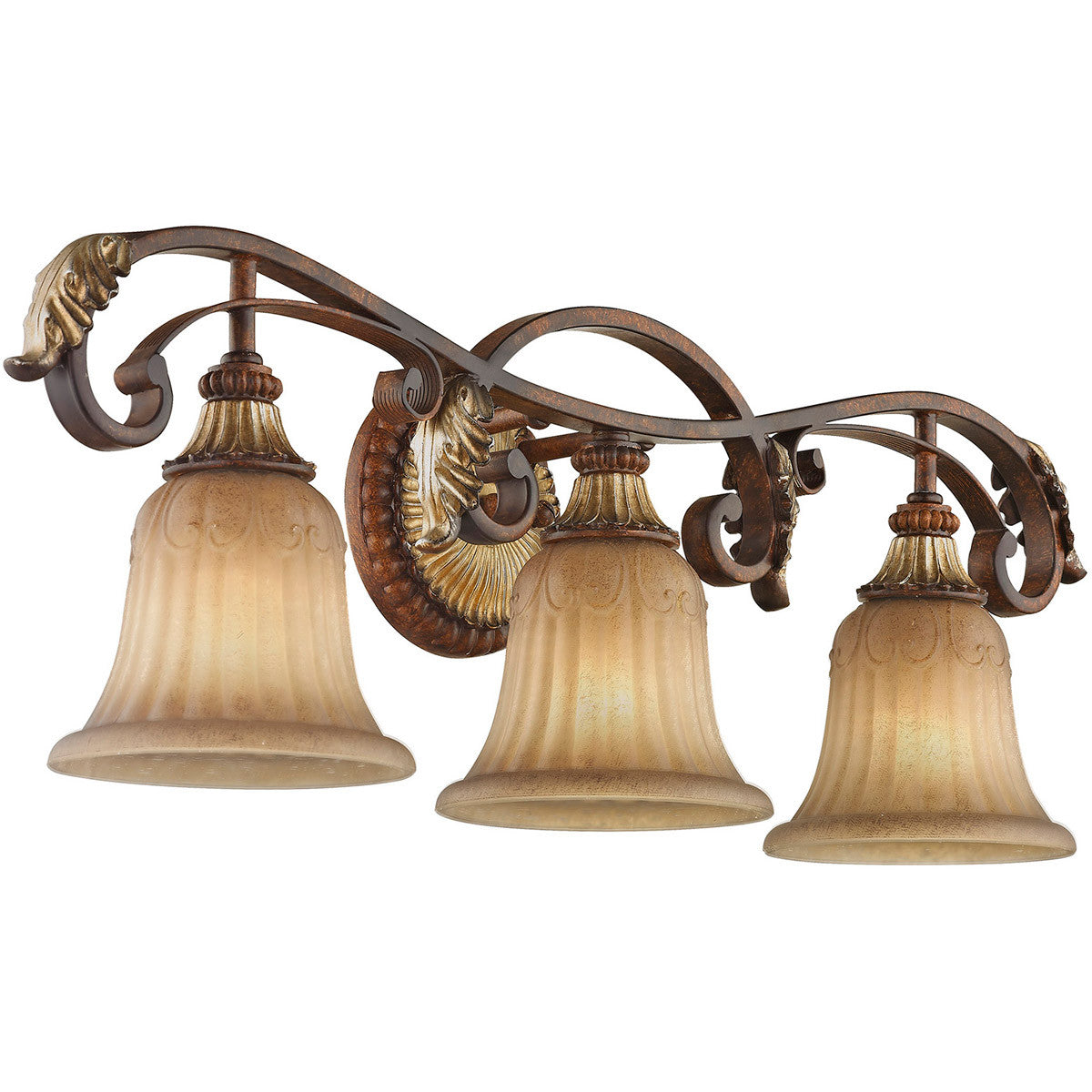 Livex Lighting Villa Verona Collection 3 Light VBZ Bath in Verona Bronze with Aged Gold Leaf Accents 8553-63