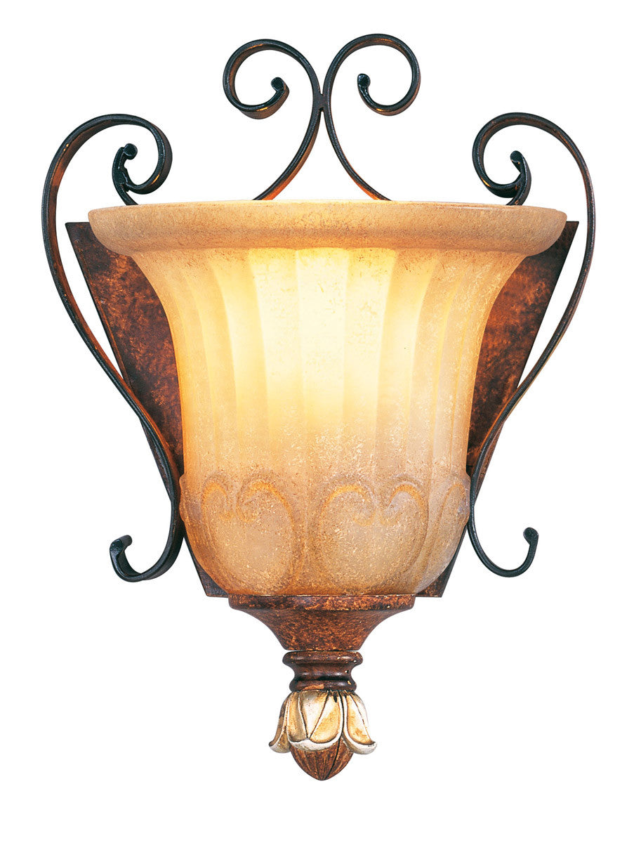 Livex Lighting Villa Verona Collection 1 Light VBZ Wall Sconce in Verona Bronze with Aged Gold Leaf Accents 8560-63