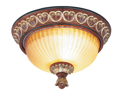 Livex Lighting Villa Verona Collection 2 Light VBZ Ceiling Mount in Verona Bronze with Aged Gold Leaf Accents 8562-63