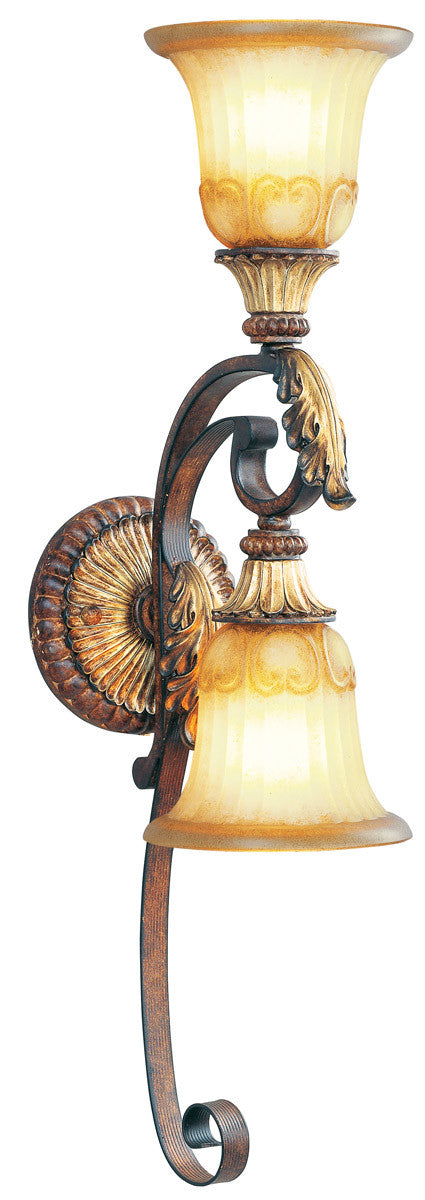 Livex Lighting Villa Verona Collection 2 Light VBZ Wall Sconce in Verona Bronze with Aged Gold Leaf Accents 8572-63