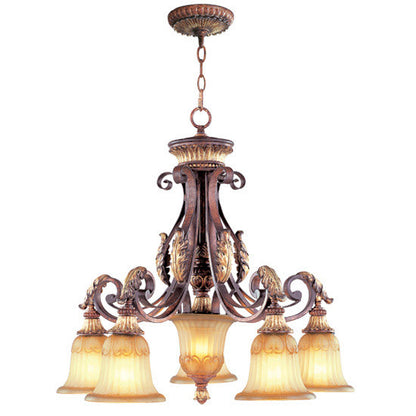 Livex Lighting Villa Verona Collection 6 Light VBZ Chandelier in Verona Bronze with Aged Gold Leaf Accents 8575-63