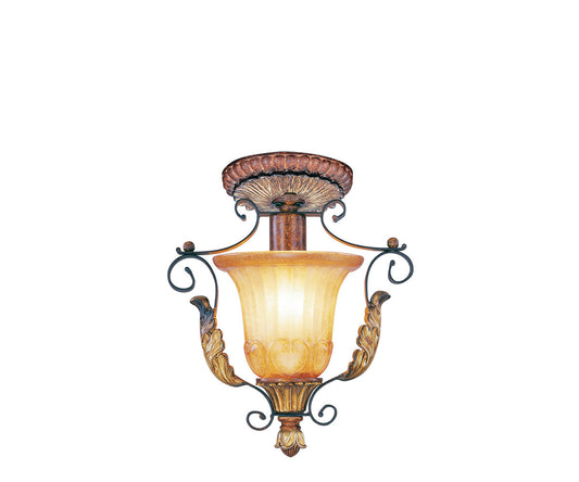 Livex Lighting Villa Verona Collection 1 Light VBZ Ceiling Mount in Verona Bronze with Aged Gold Leaf Accents 8578-63