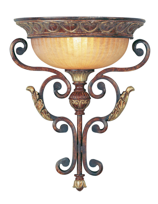 Livex Lighting Villa Verona Collection 1 Light VBZ Wall Sconce in Verona Bronze with Aged Gold Leaf Accents 8580-63