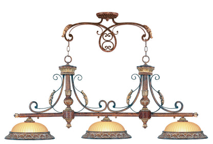 Livex Lighting Villa Verona Collection 3 Light VBZ Island in Verona Bronze with Aged Gold Leaf Accents 8584-63