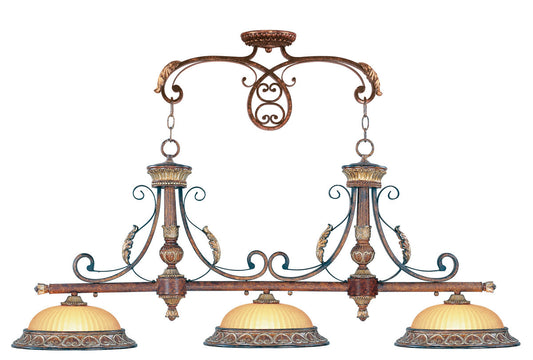 Livex Lighting Villa Verona Collection 3 Light VBZ Island in Verona Bronze with Aged Gold Leaf Accents 8584-63